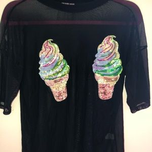 Fashion Nova Sheer Ice Cream top Size Small.